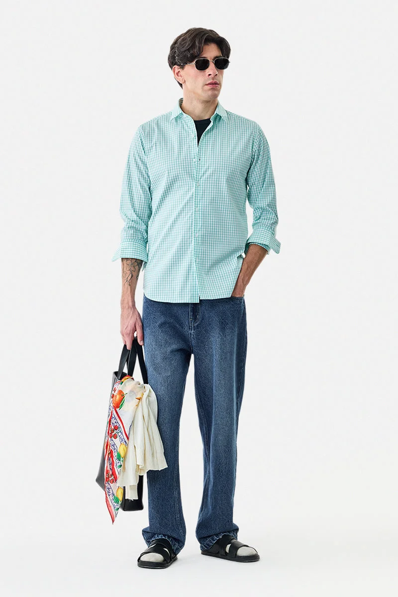 SNITCH Gingham Stretch Slim Fit Shirt